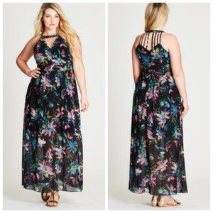 24/XXL Floral Blast Strap Maxi dress